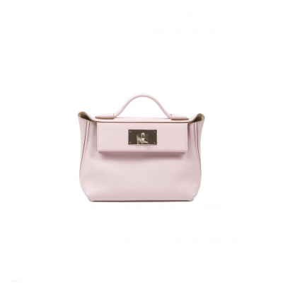HERMES 2424 21 MINI MAUVE PALE EVERCOLOR AND SWIFT PALLADIUM HARDWARE (21*16*12cm)